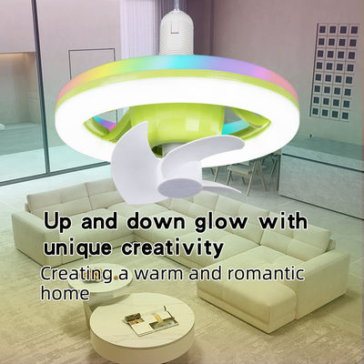 Ceiling Fan E27 Socket Light With Remote Adjustable Smart LED Fan RGB