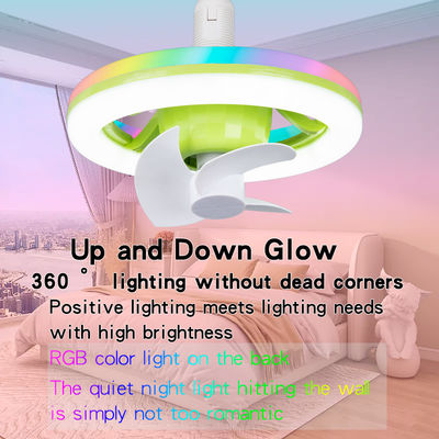 Ceiling Fan E27 Socket Light With Remote Adjustable Smart LED Fan RGB