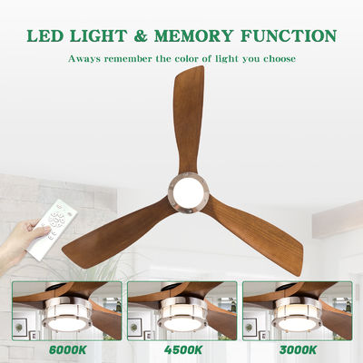 42 Inch 52 Inch Modern DC Motor Remote Control Solid Wood Blade Led Ceiling Fan