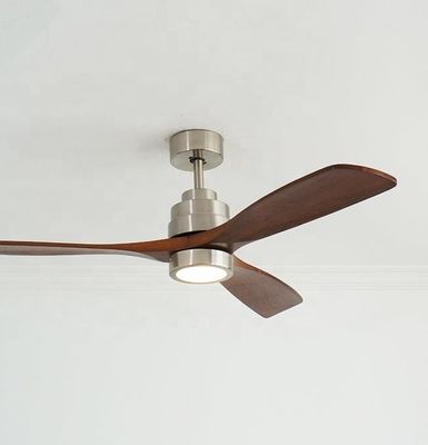 LED Ceiling Fan Metal Body Solid Wood Blades OEM Color Dimmable LED Lighting Ceiling Fan