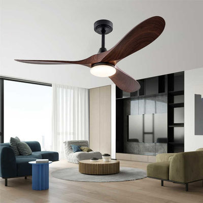 LED Ceiling Fan Solid Wood Blades Flush Mount Dimmable LED Lighting Ceiling Fan