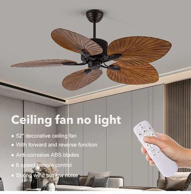 Household 52 Inch Palm Leaf ABS 5 Blades DC Motor Modern Home Decor Mute Bldc Remote Control Ceiling Fan