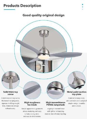 Modern Design 48 Inch Indoor Living Room Remote Control Led Ceiling Fan With Light