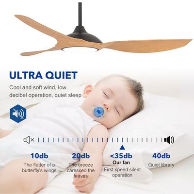 Moden Wooden HCA087 Solid Wood Led Chandelier Remote Control Ceiling Fan